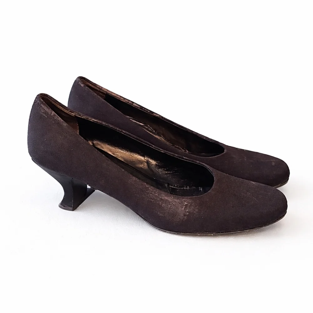 Authentic Vintage Prada Black Satin Architectural Funnel Heel Pumps 😍